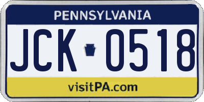 PA license plate JCK0518