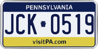 PA license plate JCK0519
