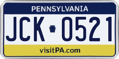 PA license plate JCK0521