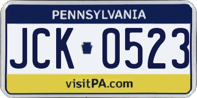 PA license plate JCK0523