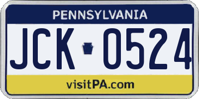PA license plate JCK0524