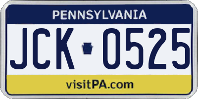 PA license plate JCK0525