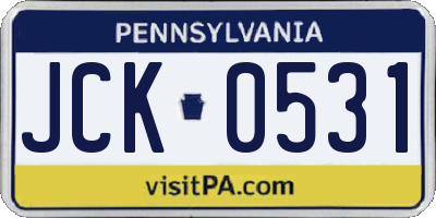 PA license plate JCK0531