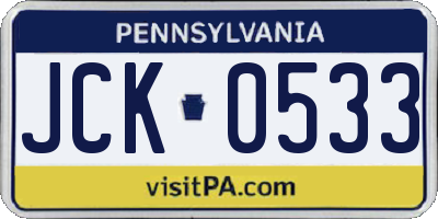 PA license plate JCK0533