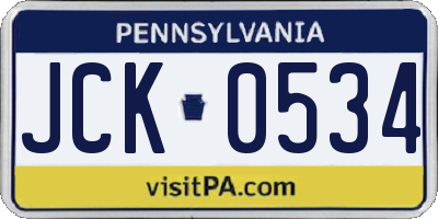 PA license plate JCK0534