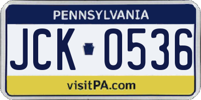 PA license plate JCK0536