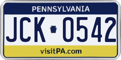 PA license plate JCK0542