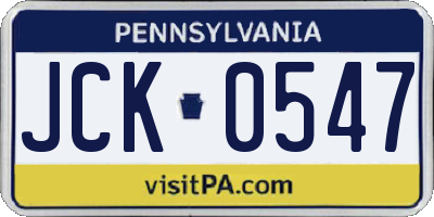 PA license plate JCK0547