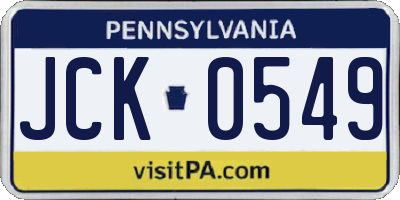PA license plate JCK0549