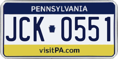 PA license plate JCK0551