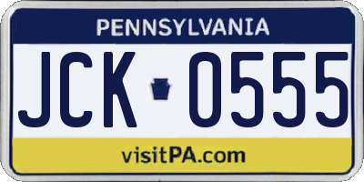 PA license plate JCK0555