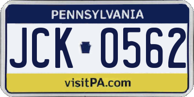 PA license plate JCK0562