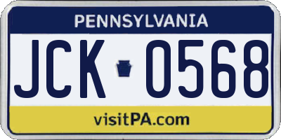 PA license plate JCK0568
