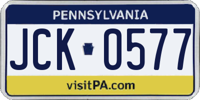 PA license plate JCK0577