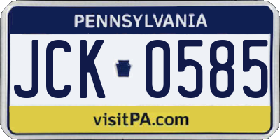PA license plate JCK0585