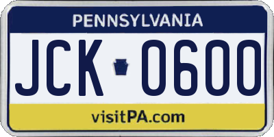 PA license plate JCK0600