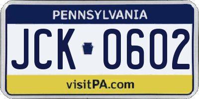 PA license plate JCK0602