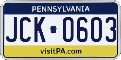 PA license plate JCK0603