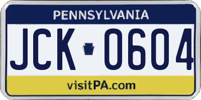 PA license plate JCK0604
