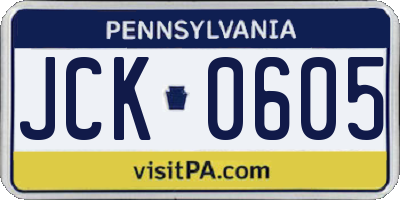 PA license plate JCK0605