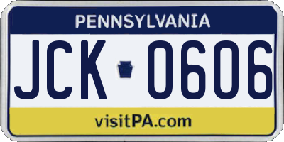 PA license plate JCK0606