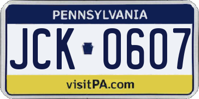 PA license plate JCK0607