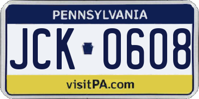 PA license plate JCK0608