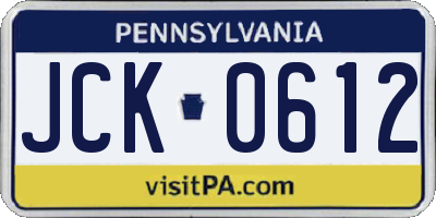 PA license plate JCK0612