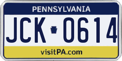 PA license plate JCK0614