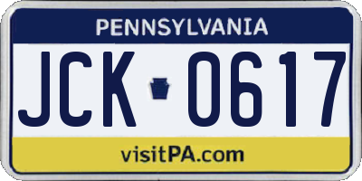 PA license plate JCK0617