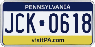 PA license plate JCK0618
