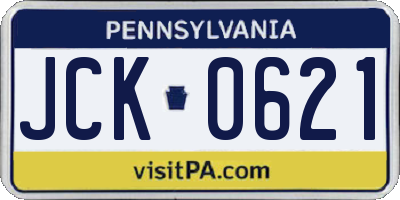 PA license plate JCK0621