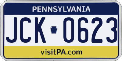 PA license plate JCK0623