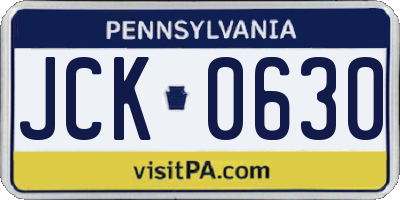 PA license plate JCK0630