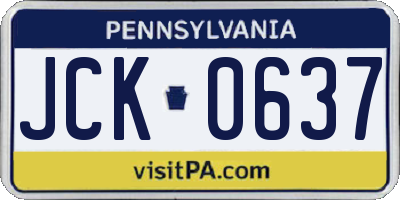 PA license plate JCK0637