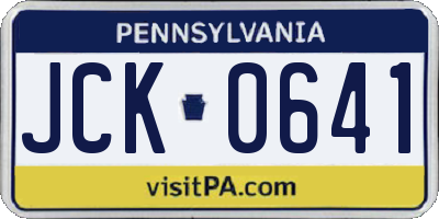 PA license plate JCK0641