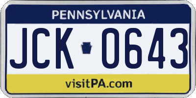 PA license plate JCK0643