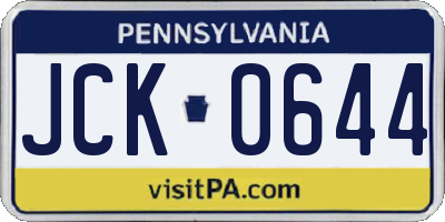 PA license plate JCK0644
