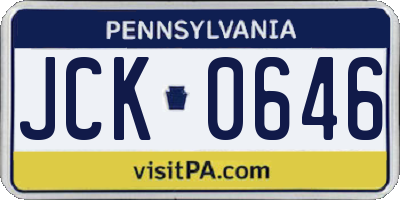 PA license plate JCK0646