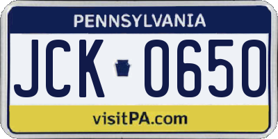 PA license plate JCK0650