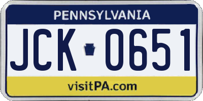 PA license plate JCK0651