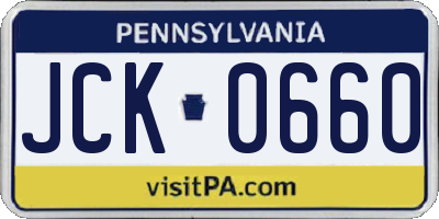 PA license plate JCK0660