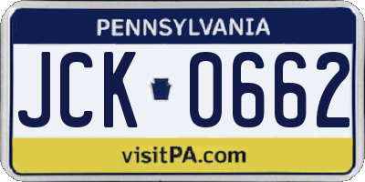 PA license plate JCK0662