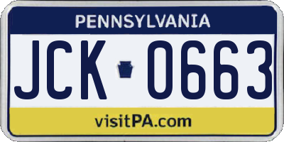 PA license plate JCK0663