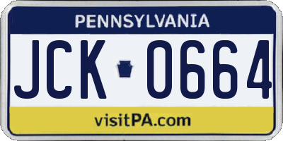 PA license plate JCK0664