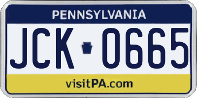PA license plate JCK0665