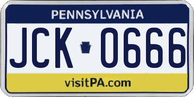 PA license plate JCK0666