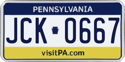 PA license plate JCK0667