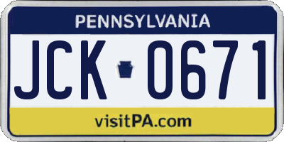 PA license plate JCK0671