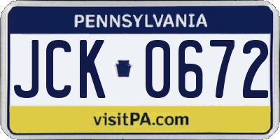 PA license plate JCK0672